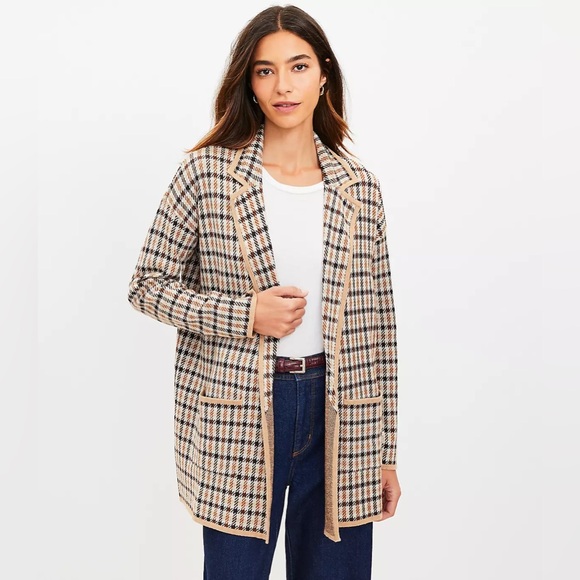 LOFT Jackets & Blazers - NWT LOFT Plaid Open Sweater Blazer Size MP